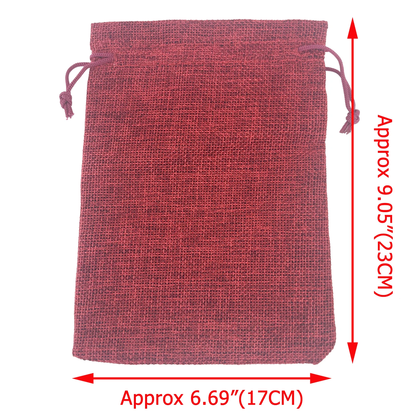 One Pack (50PCS) 17X23CM Red Gift Burlap Fabric Favor Sack Bags with Drawstring For Kids Party Birthday and Wedding Accessories