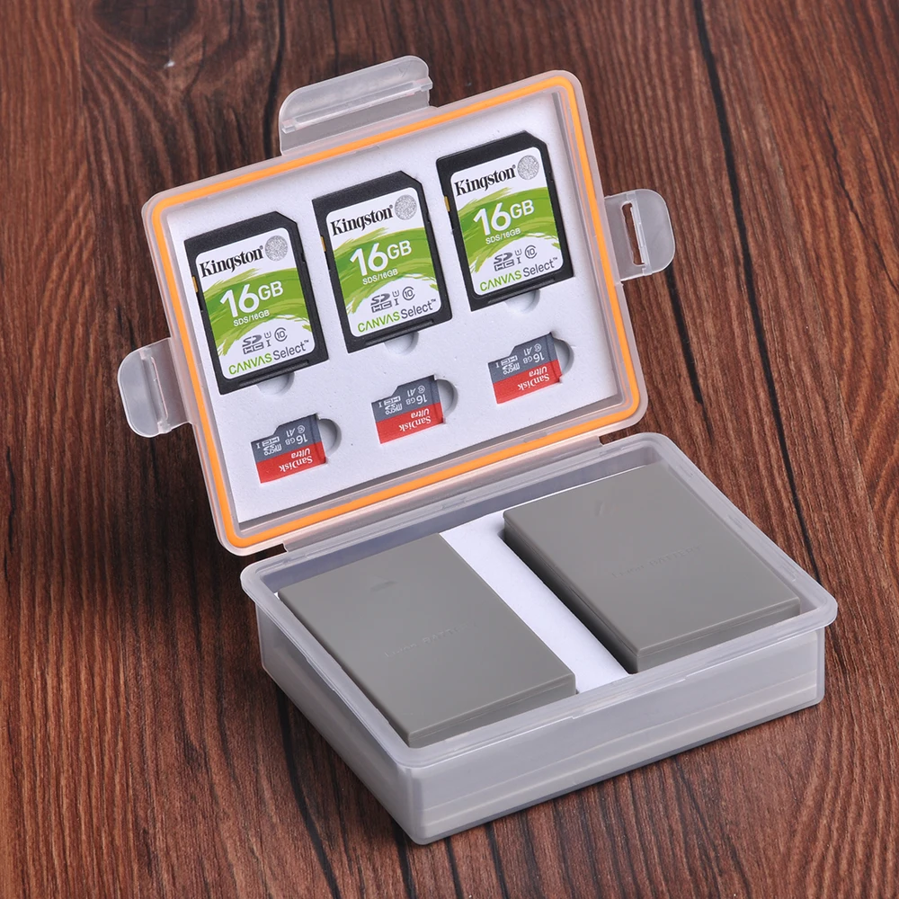 Pojemnik na baterie do aparatu pojemnik na karty pamięci SD TF do Nikon EN-EL14 EL9 EL23 Canon LP-E17 E12 Panasonic DMW-BLC12 baterie