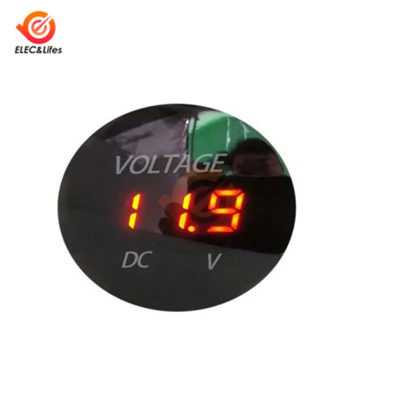 DC 5V-48V 3 Bits Mini Digital Voltmeter Round Waterproof LED Panel tester voltage Detector Volt Meter Gauge 5V 12V 24V