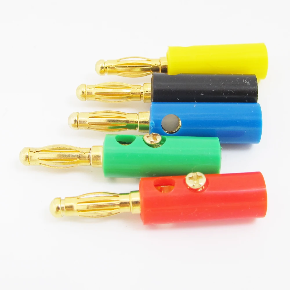 1 set 5 Colors Gold Plated 4mm Banana Plug Male Speaker Cable Connectors