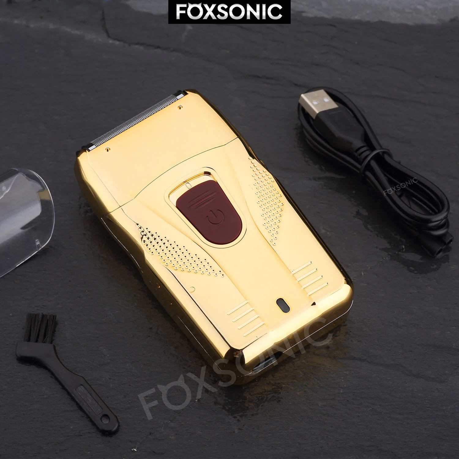 WAHFOX-Afeitadora eléctrica de peluquero para hombres, máquina de afeitar con cabezal de aceite, USB, empuje blanco