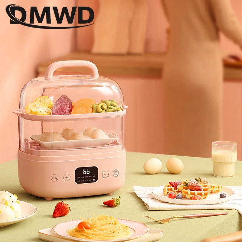 DMWD ไฟฟ้าอาหาร Steamer Double Layer ไข่อาหารเช้าอาหารคอนเทนเนอร์อุ่น24ชั่วโมงการนัดหมาย220V