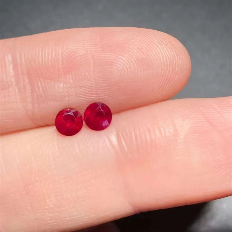 One Piece Loose Gemstone High Quality4x4MM Round Ruby Stones DIY Decoration Jewelry Accessories Gifts Wholesale