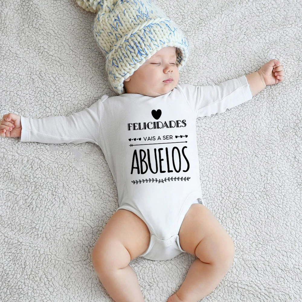 Vais a Ser Abuelos Baby Bodysuit Pregnancy Announcement Cotton Baby Coming Soon Ropa Outfit Long Sleeve Infant Romper Clothes