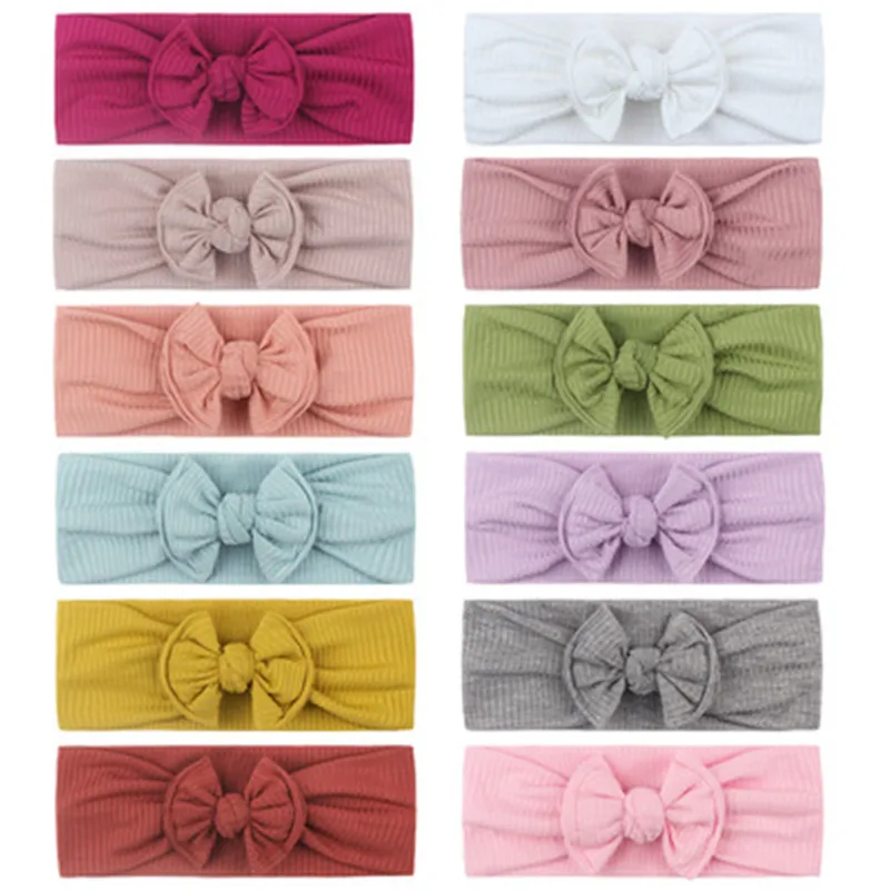 Fashion Baby Nylon Bow Headband Newborn Bowknot Round Ball Headwrap Flower Turban Girls Kids Hair Bands Gift