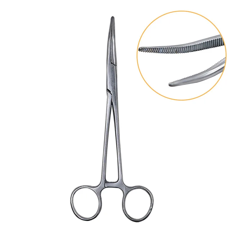 14/16/18cm Veterinary Animals Hemostatic Forceps Pet Hair Clamp Fishing Locking Pliers Epilation Tools Curved Straight Tip