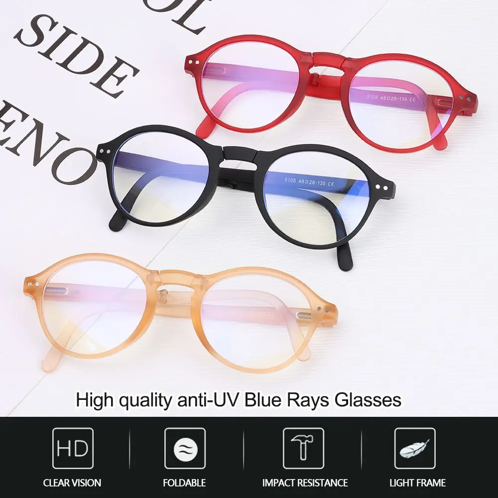 خمر الطباعة الكلاسيكية طوي طول النظر الشيخوخي نظارات الكمبيوتر نظارات قابلة للطي نظارات القراءة مكافحة نظارات الضوء الأزرق
