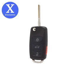 Xinyuexin Flip Folding Remote Car Key Shell FOB Case for VW Passat Polo Golf Touran Bora Ibiza Leon Octavia Fabia 3+1 Buttons