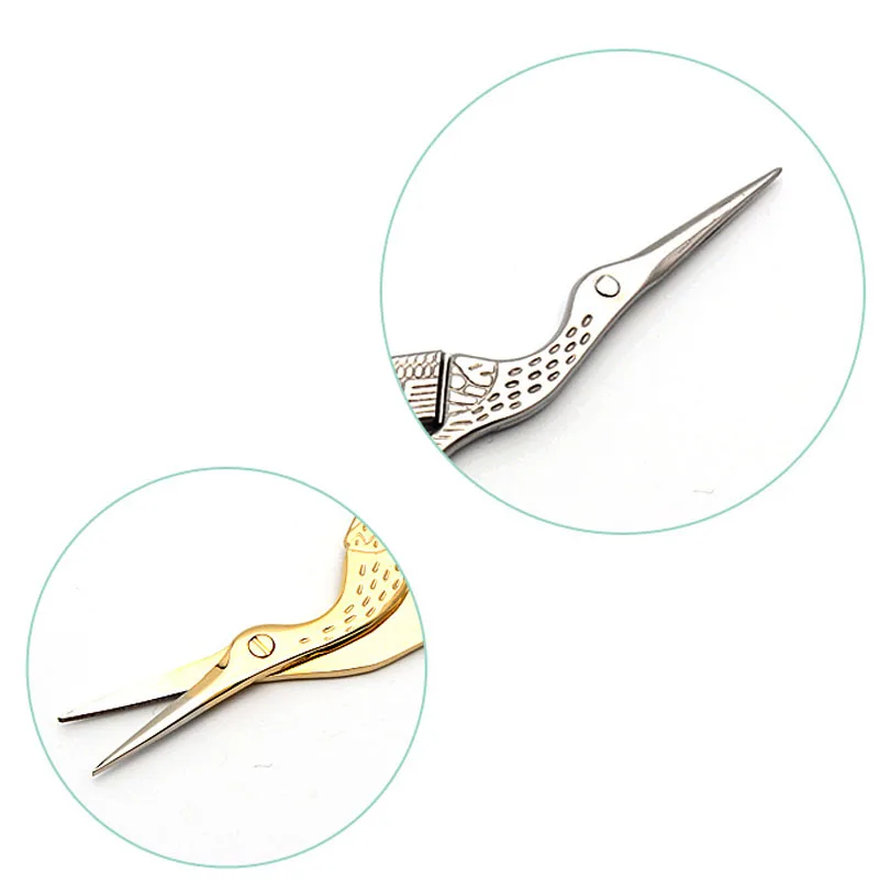 1pcs Gold Silver Antique Vintage Heron Shaped Stainless 9cm Steel Sewing Scissor Scissors Cut for Fabric Clothing DIY Tool