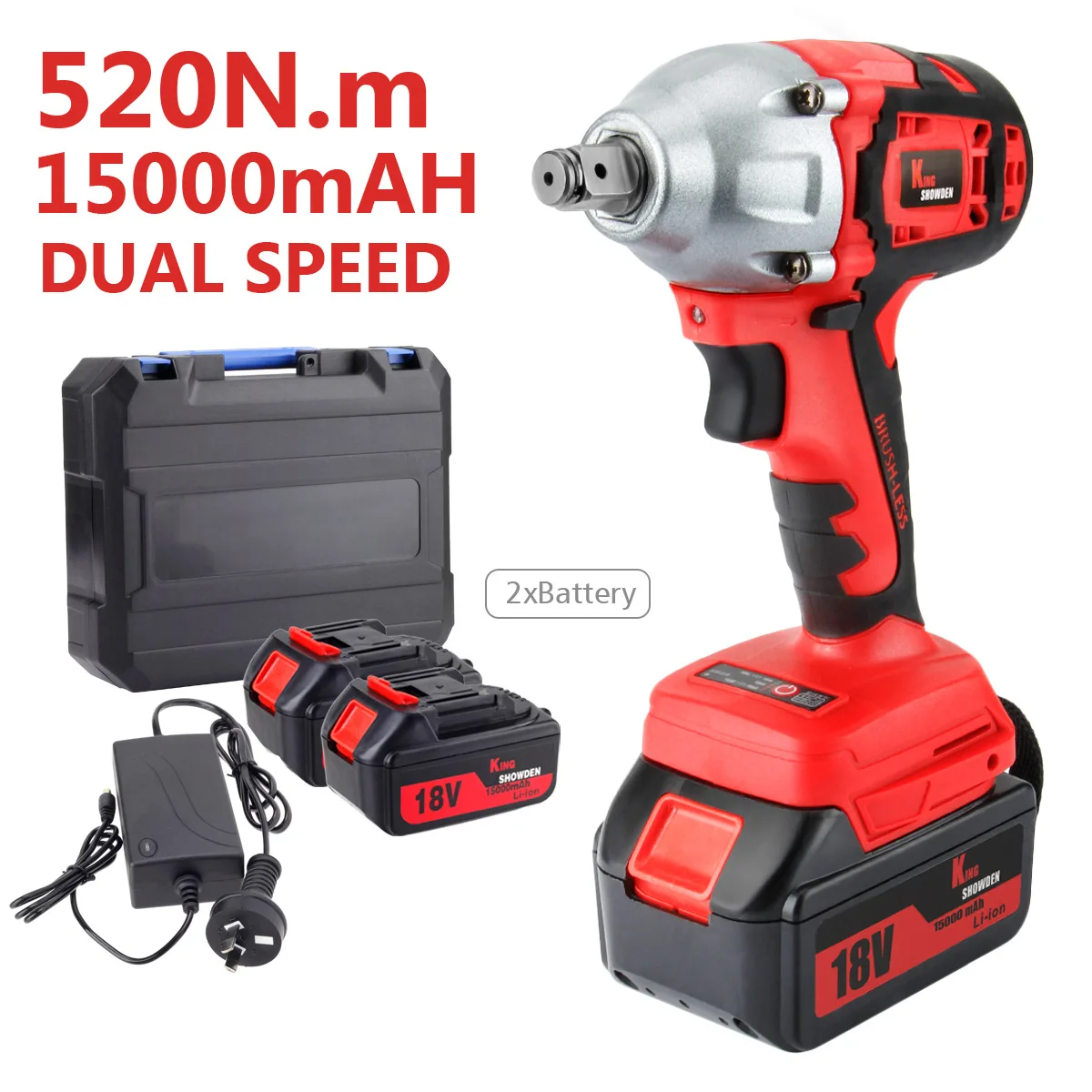 Brushless Impact Wrench 520N.M Cordless Electric Wrench Battery Screwdriver 1/2inch Power Tools For Makita 18V Battery