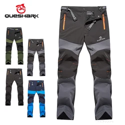 QUESHARK Men Spring Autumn Single Layer Windproof Waterproof Camping Hiking Pants Climbing Fishing Trekking Cycling Trousers