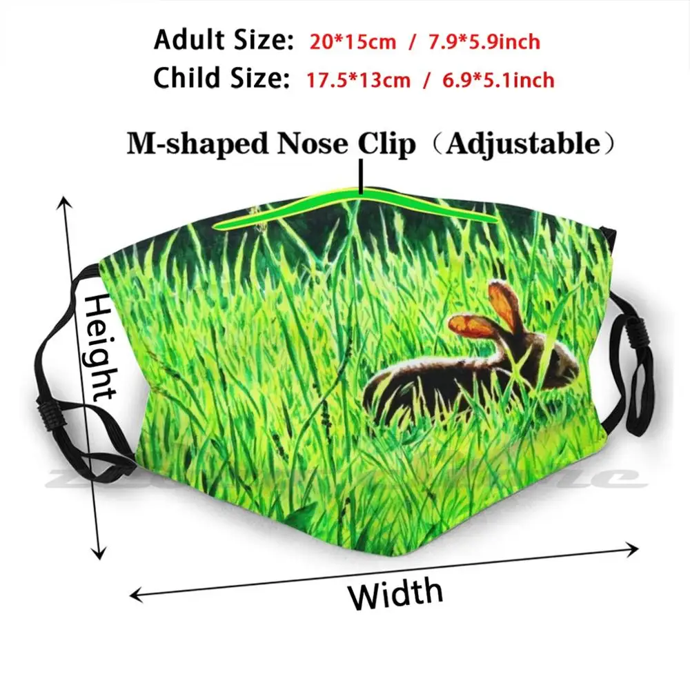 Rabbit In The Grass Mask Cloth Washable DIY Filter Pm2.5 Adult Kids Scotland Rabbit Wildlife Grass Sunlight