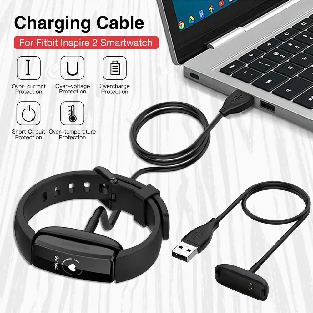 2020 Rondaful USB Charging Cable Cord For Fitbit Inspire 2 Smart Watch Bracelet Charger Adapter Charger Smartwatch Accessories