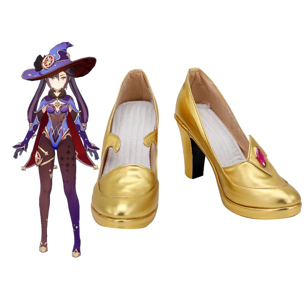 

Genshin Impact Mona Megistus Cosplay Shoes Mona Heel Golden Shoes Cosplay Custom Made Any Size