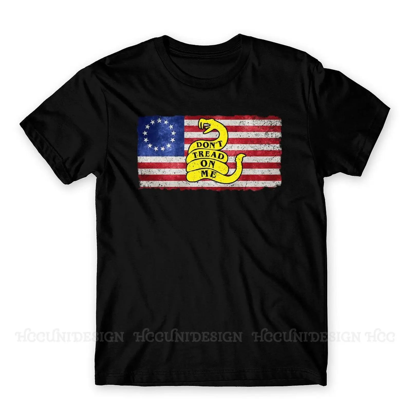 American Flag Print Cotton T-Shirt Camiseta Hombre Don't Tread On Me USA Men Fashion Graphic T Shirts Streetwear Adult Shirt