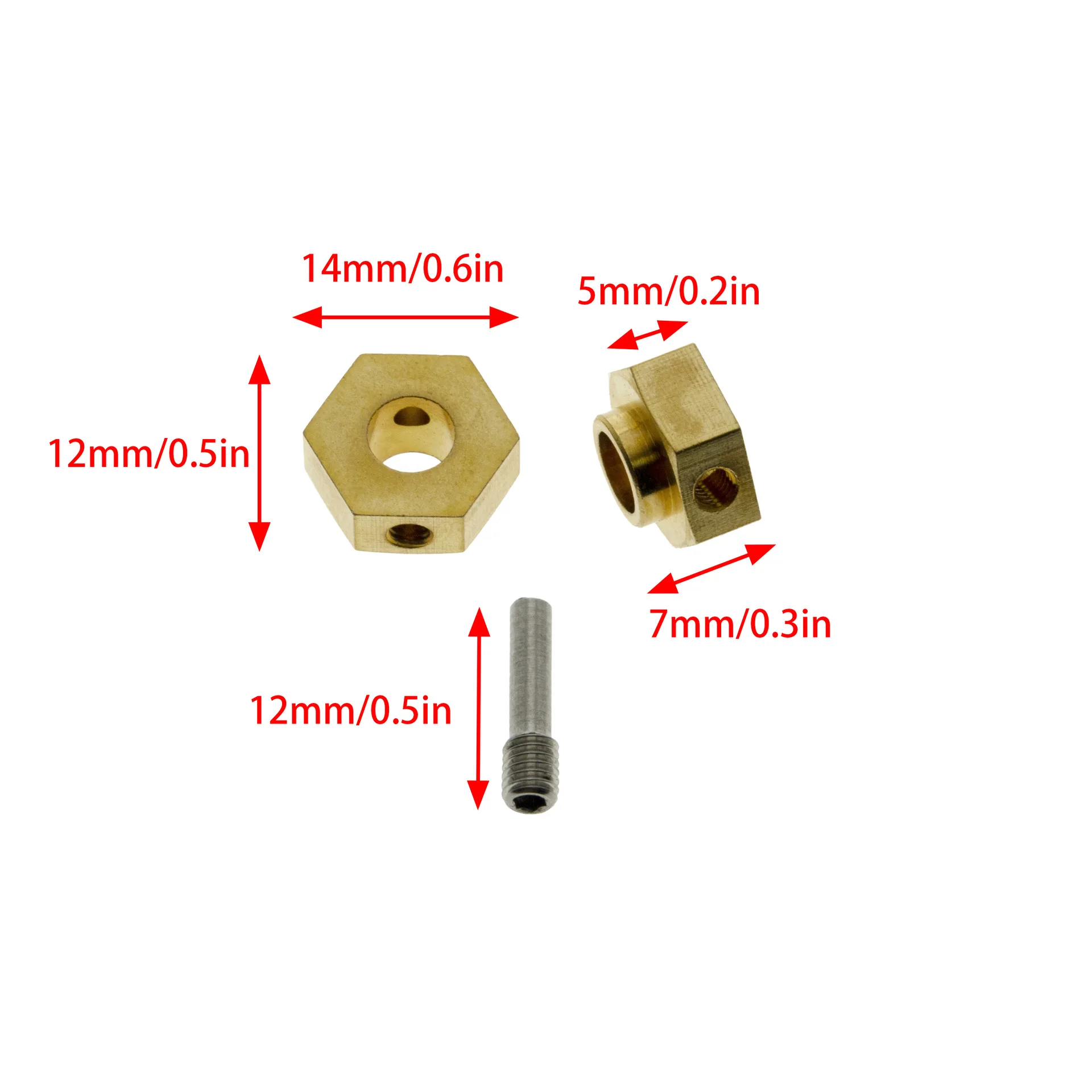 4XBrass 12mm Wheel Hex Extended Adapter for 1/10 RC Car Axial SCX10 III AXI03007 Spare Parts 5/6/8/10/12mm Thickness Optional