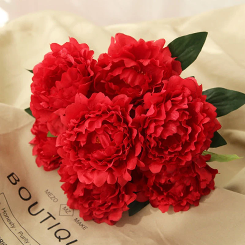 10pcs Artificial Flower 13cm Peony Silk Flower Wedding Road Lead Home Decoration DIY Flower Wall Gift Box Scrapbook Craft