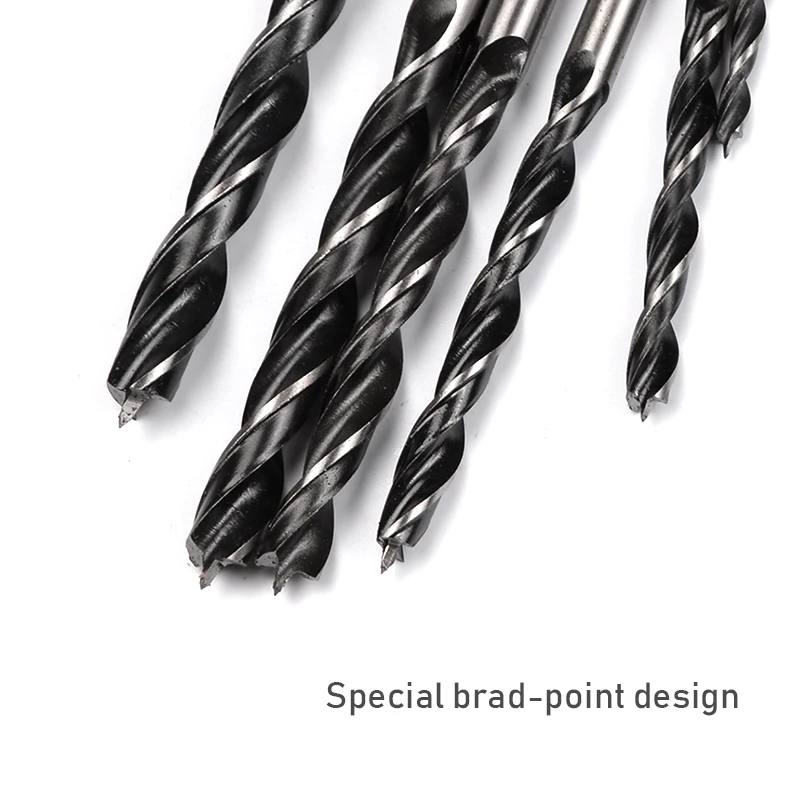 8pcs Woodworking Twist Drill Bit Set 3mm - 10mm Brad Point Round Shank Carbon Steel Drilling Tools for Wood Furnture Cabinet