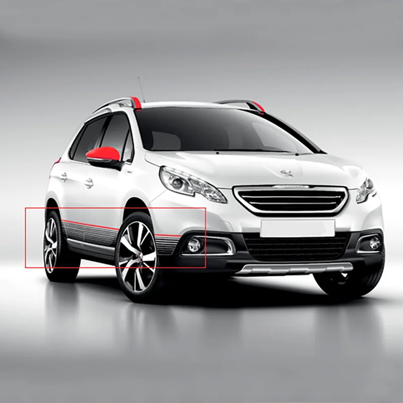 

2pcs Sport Styling Body Side Lower Skirt Stripe Stickers Graphics Vinyl Film Wrap Overlay Decal for Peugeot 2008