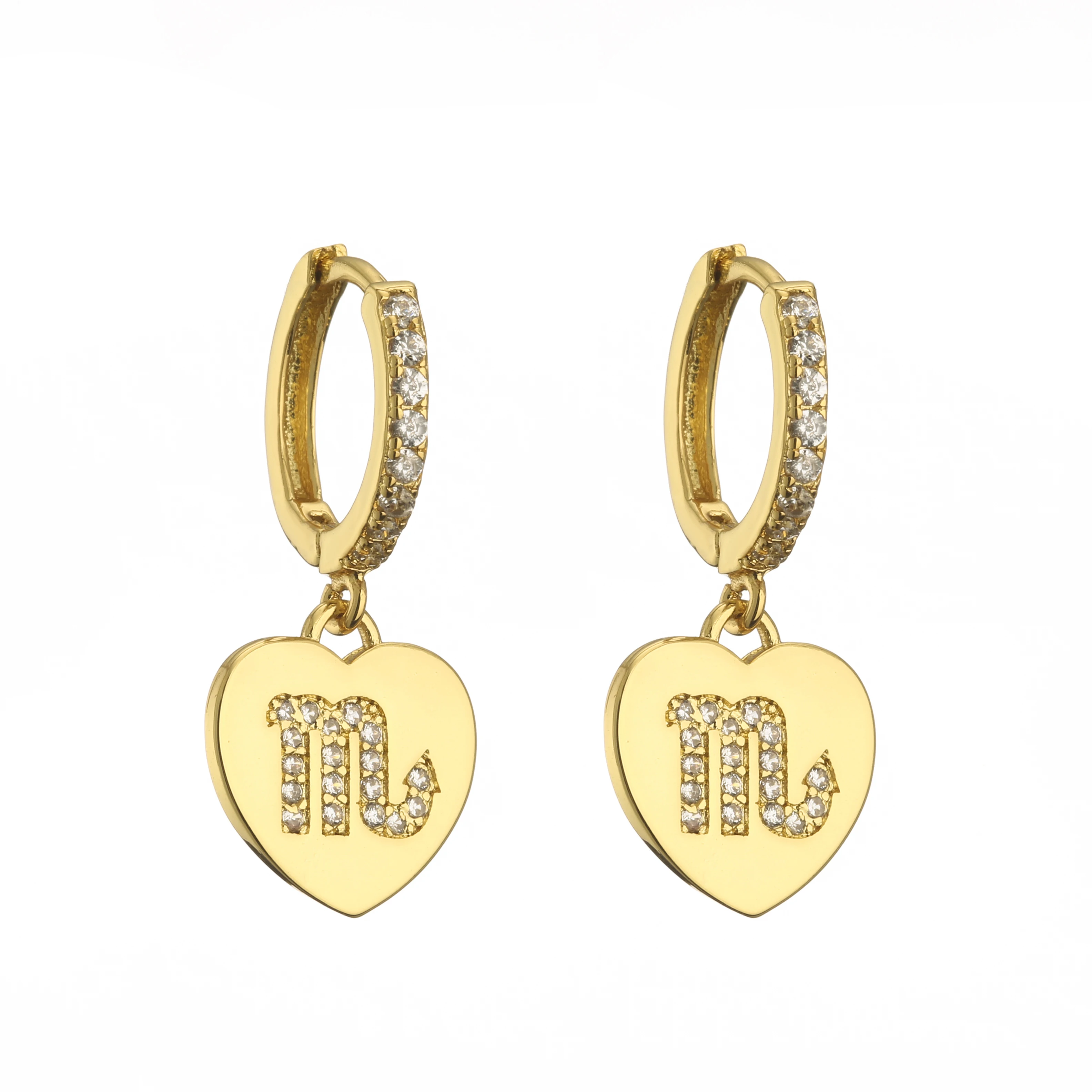 HECHENG,1pair 12 Constellations Earrings,Love Heart Earring For Women ,Gold Plated Female Statement Fashion Jewelry