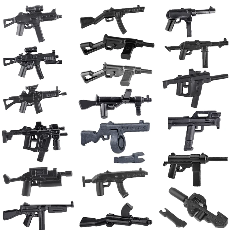 WW2 Military Accessories Building Blocks Submachine Guns Soviet US British Army Weapon Bobosha MP40 Thomson Gun Toy Bricks C309