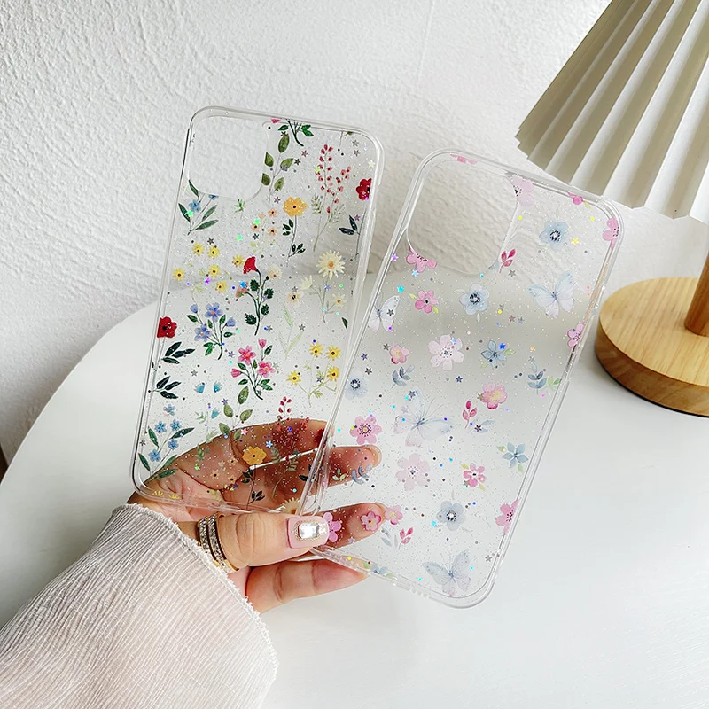 Qianliyao Luxury Flower Phone Case For Samsung Galaxy S24 S23 S22 S21 S20 FE Plus A12 A13 A33 A32 A52 A51 A73 Soft Floral Cover