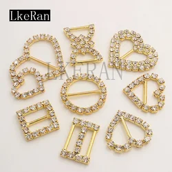 Wholesale 100Pcs Gold Series Rhinestone Buckle DIY Hair Accessories Crystal Wedding Invitation Card Decoration Free Shipping