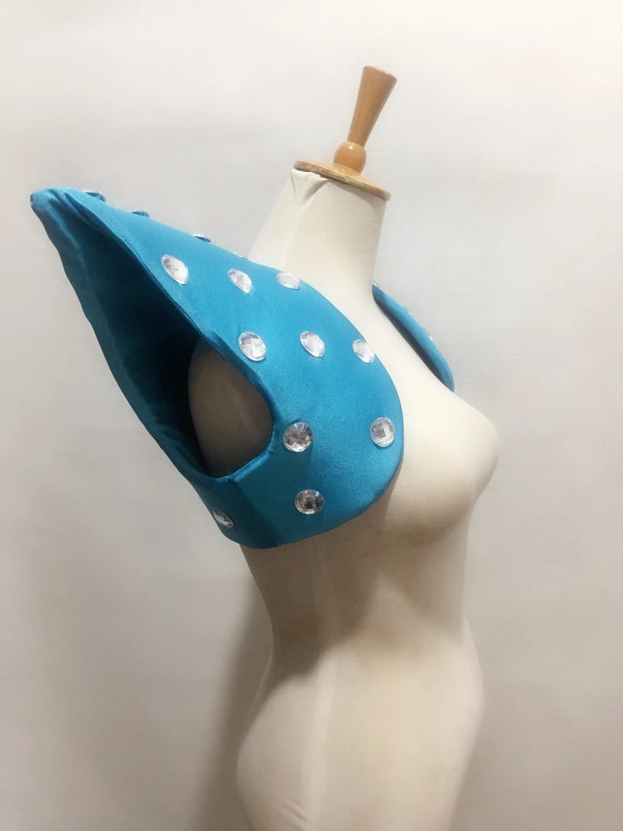 Black White Crystal Shoulder Vest Armor Stage Accessories Costume Women Singer Dancer Role Playing Performance Festival Outfit