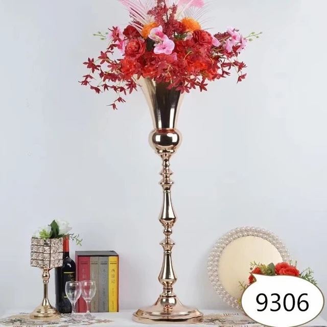 12pcs)80cm tall Metal  Trumpet Popular Vase Table Centerpiece Flower Holder Wedding Envents Vase qq534