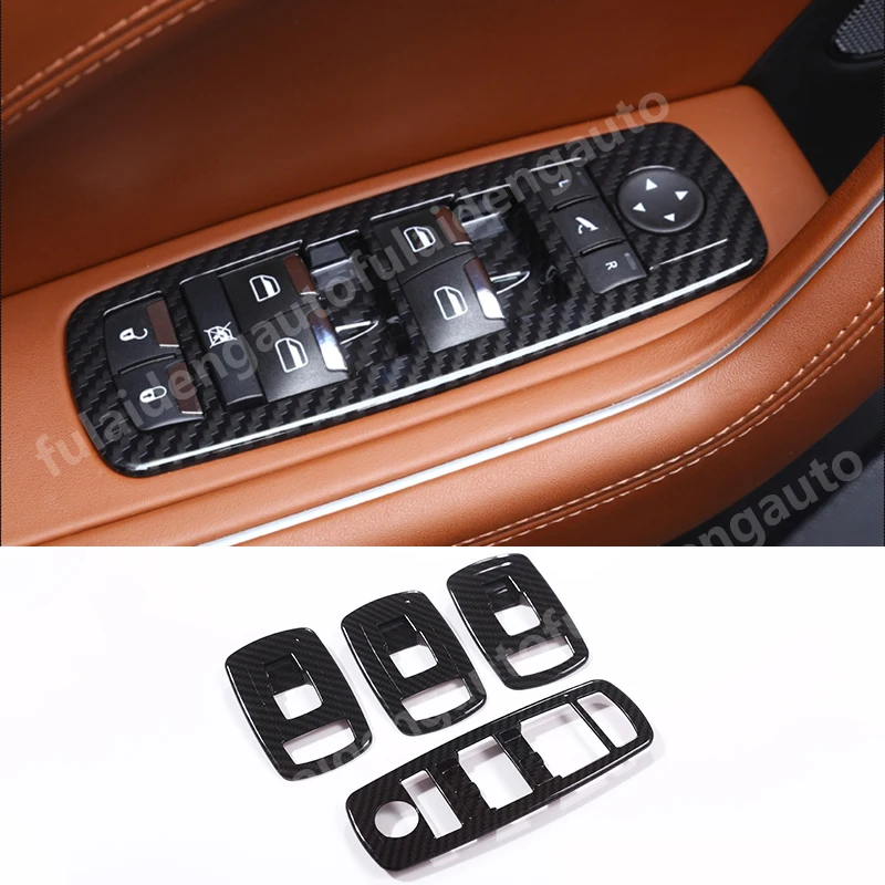 

4pcs For Maserati Levante 2017-2019 Matte ABS Carbon fiber Inner Door Window Switch Panel Cover trim Car accessories