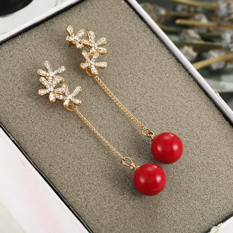WENHQ New Arrival Long Tassel Drop Earrings for Women Bridesmaid Wedding Clip on Earrings No Pierced Rhinestone Pearl  Ear Clip