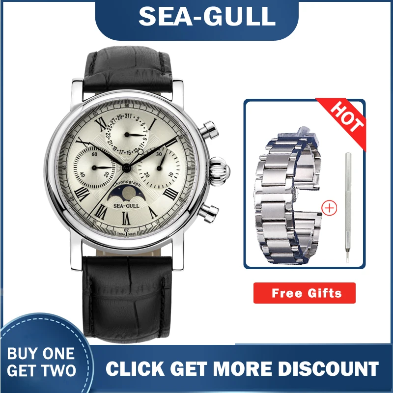 Seagull Watches Men M199S Automatic Mechanical Men\'s Watch Hand Winding Chronogroph Watch men