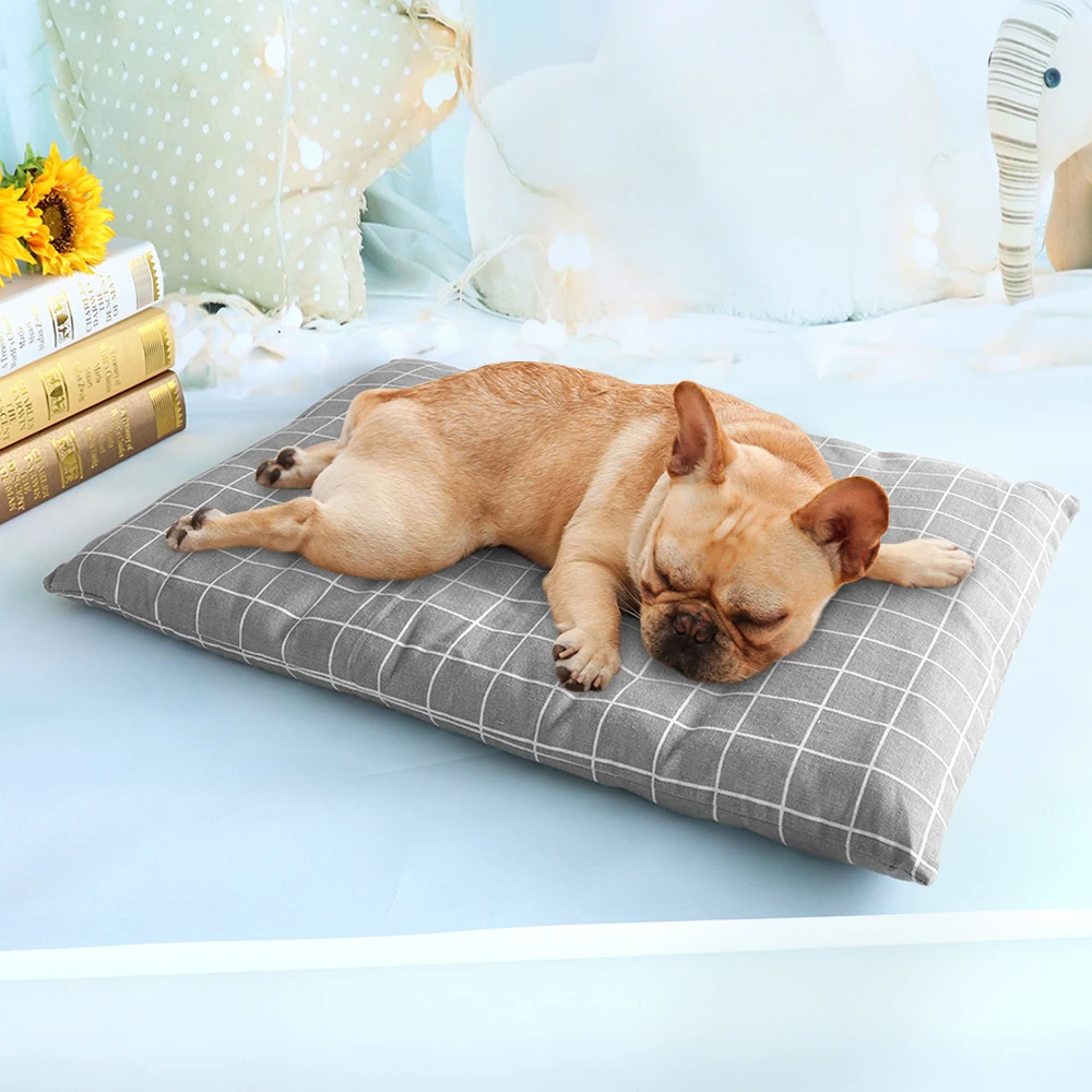 Cama cálida de invierno para perro, casa suave para dormir, colchón a cuadros, manta para gato, cojín para perros pequeños, medianos y grandes, sofá