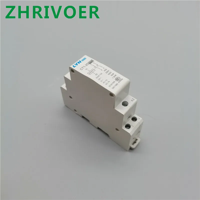 1PCS CT1-25 1P 2P 25A 220V/230V 50/60HZ Din Rail Household Ac Modular Contactor 2NO/2NC/NONC