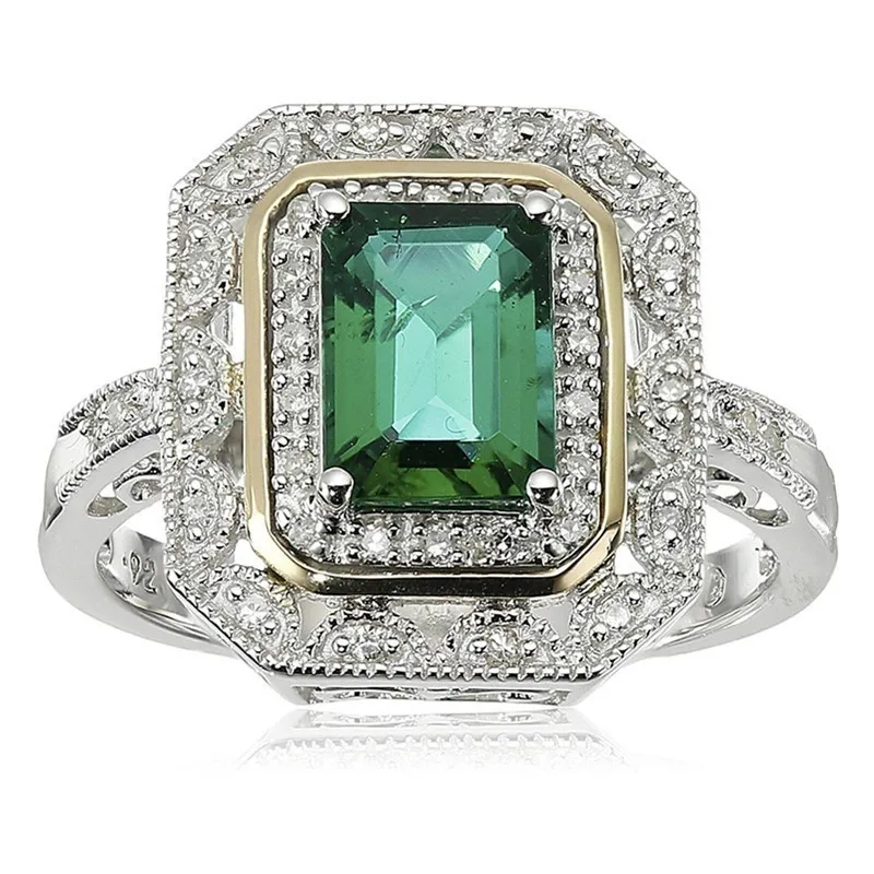 Women\'s Fashion Accent Art Deco-Style and Gold Crystal Ring Bride Wedding Band CZ Jewelry Gifts Size 6-10