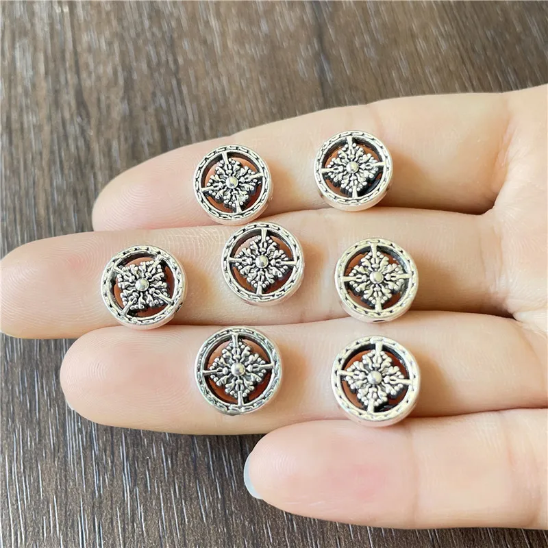 JunKang Alloy Perforated Wheel Shape Spacer Beads DIY Amulet Bracelet Necklace Jewelry Craft Connector Discovery Accessories