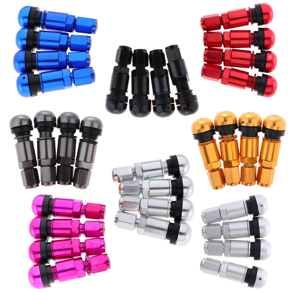 4pcs Snap-in Tubeless Tyre Wheel Stem Air Valve Caps Car Tire Valve with Dust Caps Auto Truck Bike Dust Caps