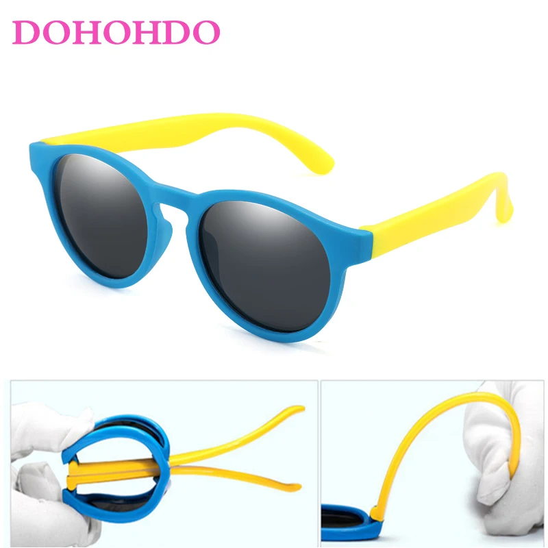 

DOHOHDO Kids Sunglasses Children Round Polarized TR90 Sun Glasses Girls Boys Colorful Silicone Baby Gafas UV400 Oculos De Sol