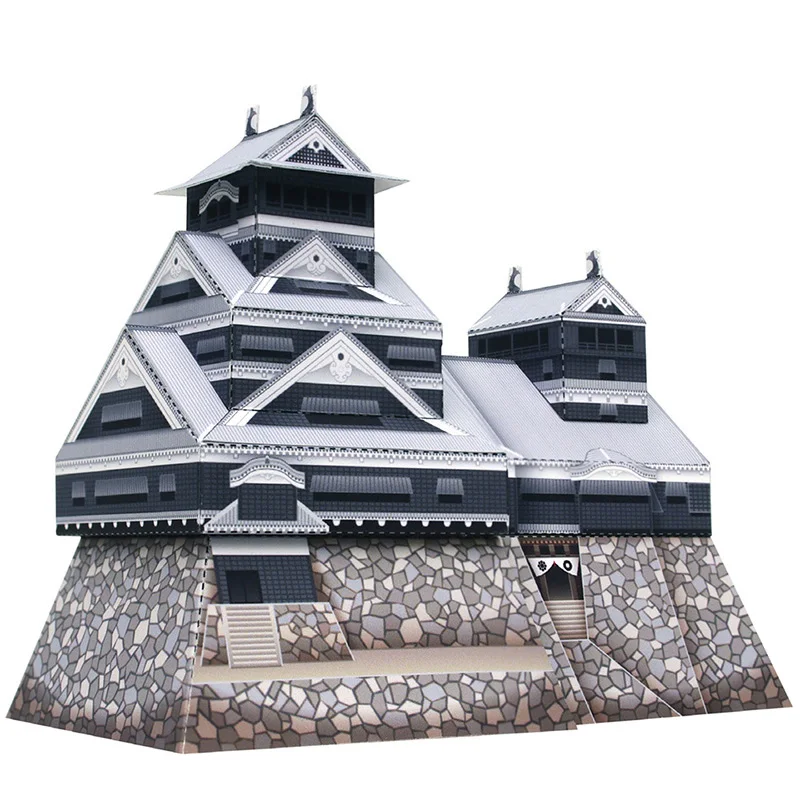 Japonês amoto castelo dobrável mini papel 3d, modelo japonês estampa de castelo para artesanato diy brinquedos para crianças e adultos