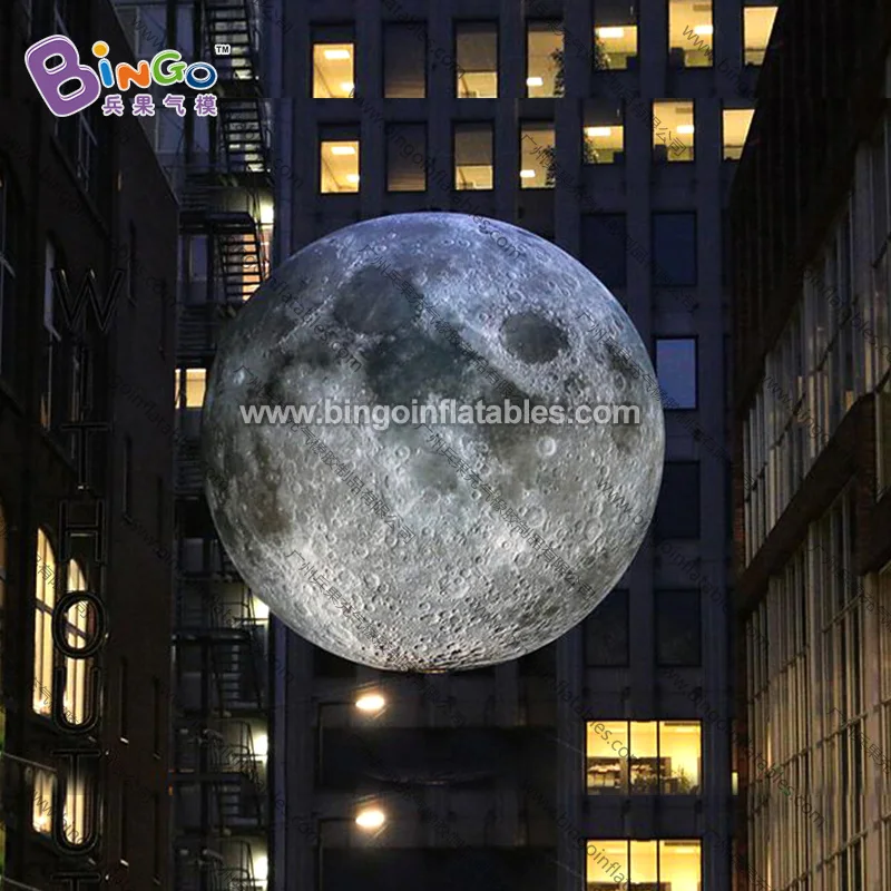 Free Shipping 5 Meters In Diameter Hanging Inflatable Moon Balloon Toys With Lighting For Event Stage Decoration - BG-Z0150