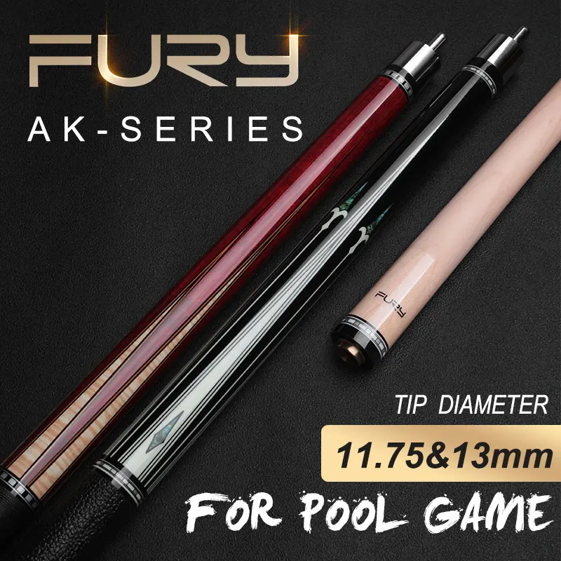 

Fury AK Entry Series Billiard Pool Cue Stick Quality Maple Shaft Center Joint Linen or Leather Wrap Decal Classic Playing Cue