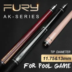 Fury AK Entry Series Billiard Pool Cue Stick Quality Maple Shaft Center Joint Linen or Leather Wrap Decal Classic Playing Cue