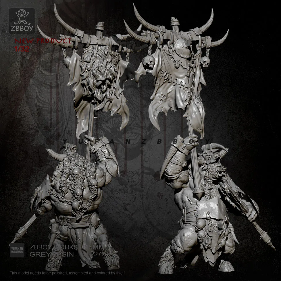 H55mm Resin Fgiure Kits Bearer Samurai Resin Model Self-assembled TD-2272