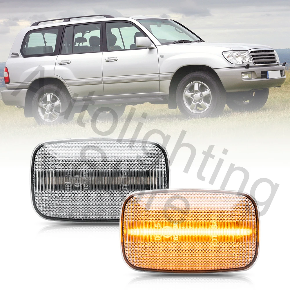 2Pcs LED Amber Side Indicator Light Turn Signal Lamp For Toyota Land Cruiser 70 80 100 Series 87-07 Prado 90 Series 96-02 Lexus