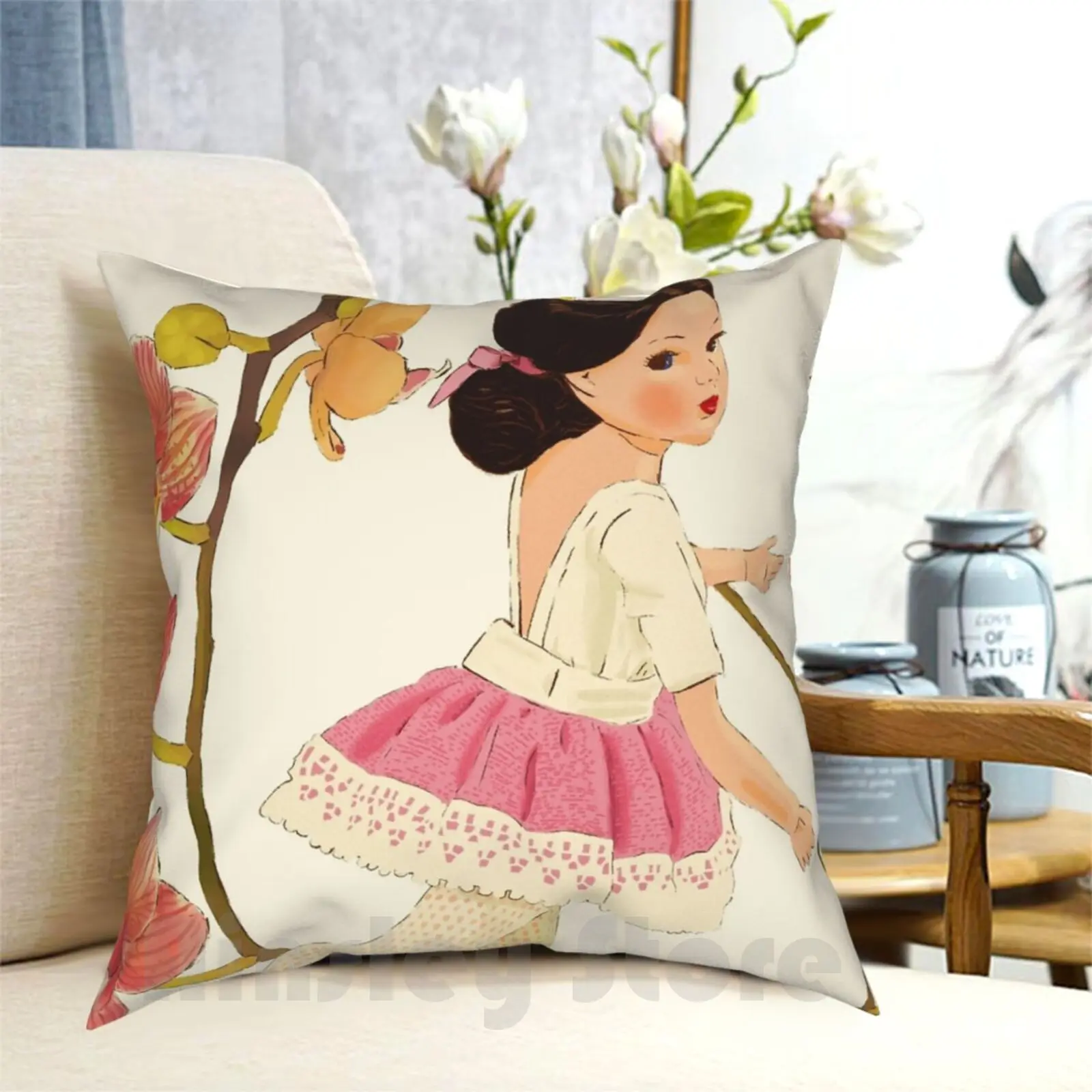 Sindy Doll Ballerina With Orchids Pillow Case Printed Home Soft Throw Pillow Sindy Doll Sindy Doll Profile Pointe Shoes