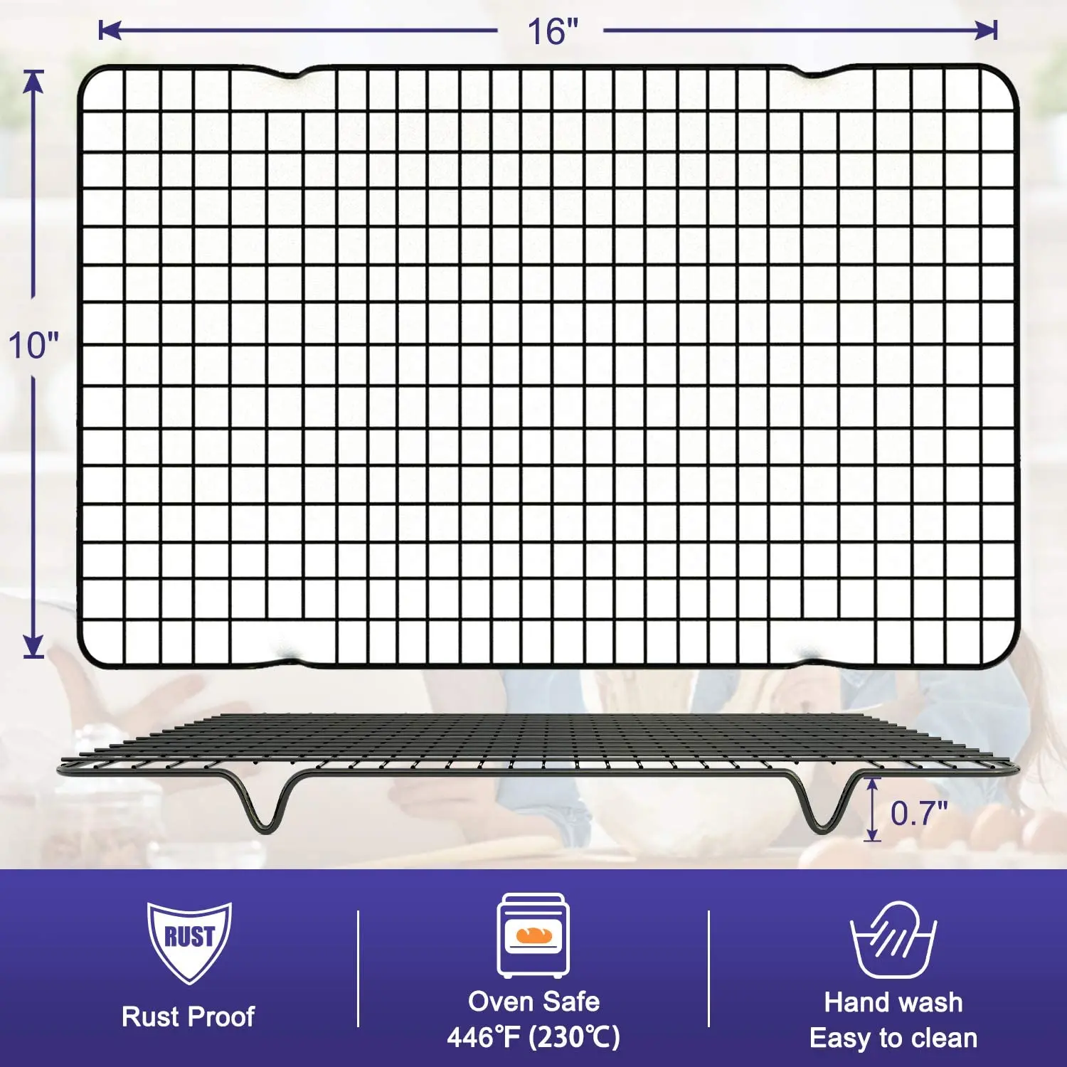 WALFOS Stainless Steel Nonstick Cooling Rack Grid Baking Tray Shelf Biscuit Cookie Pie Bread Cake BBQ Grill Barbecue Rack Holder