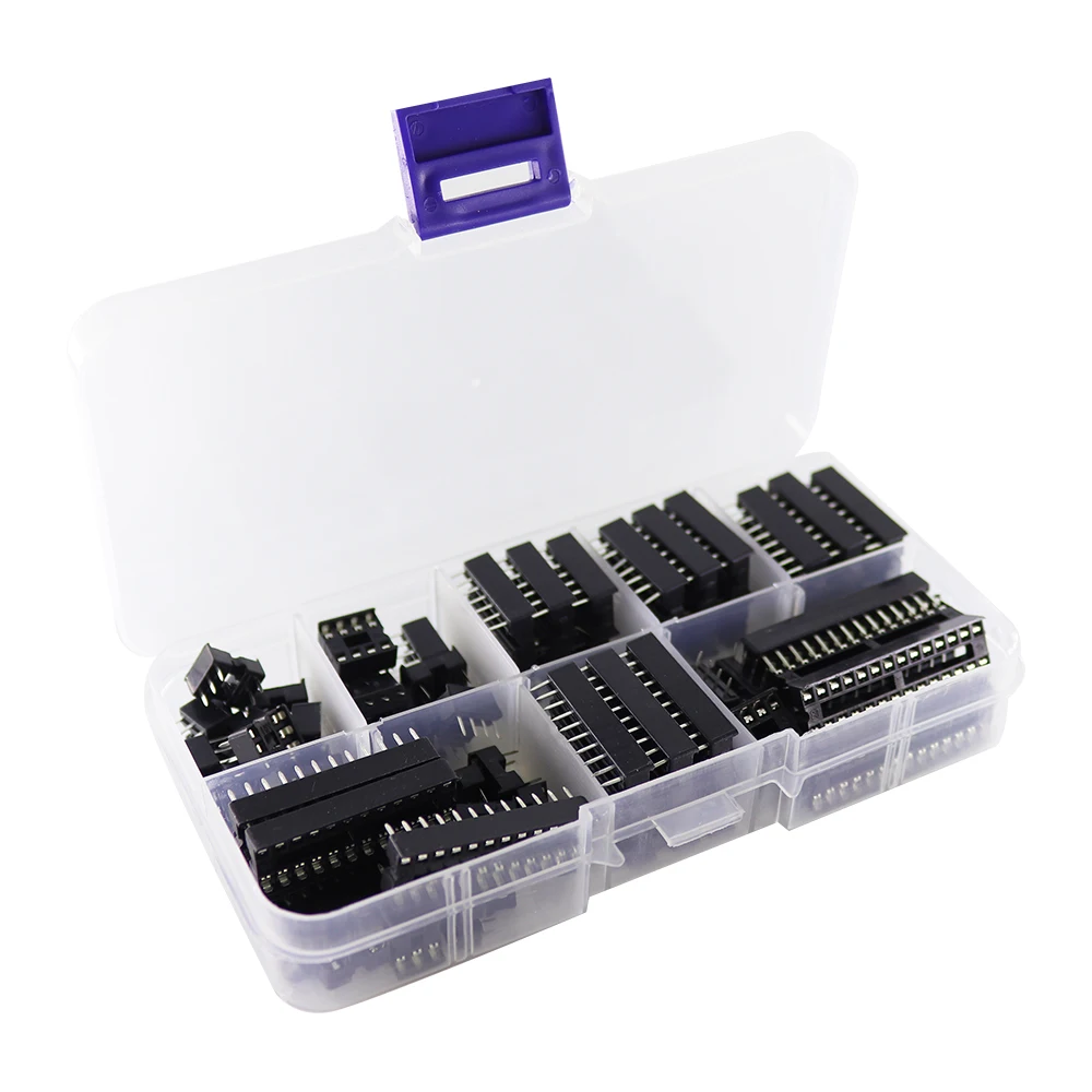 66Pcs/Lot DIP IC Sockets Adaptor Solder Type Socket Kit 6,8,14,16,18,20,24,28 Pin for arduino PCB Diy Kit