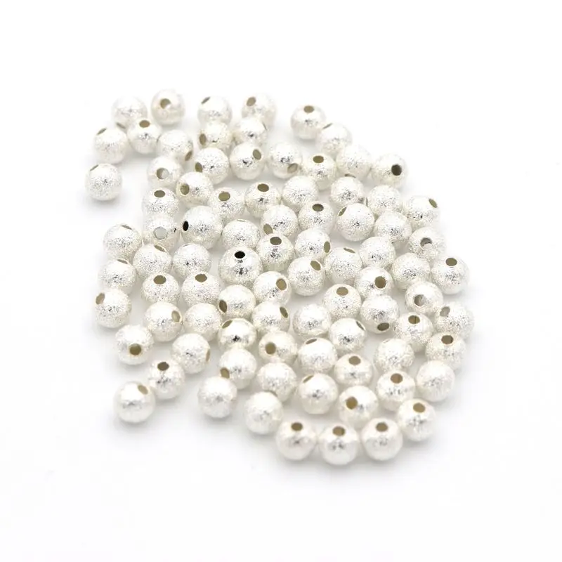 Vergoldete Silberfarbe Spacer Seed Ball Frosted Metallperlen für Schmuckherstellung Perlenarbeiten Handarbeit Diy Zubehör Großhandel – Detail 4