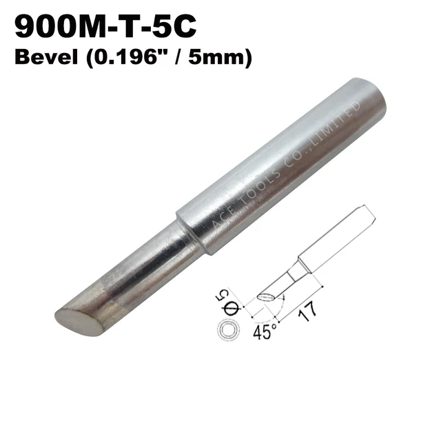 Grot lutownicy 900M-T-5C Bevel 5mm dla Hakko 936 907 Milwaukee M12SI-0 Radio Shack 64-053 Yihua 936 x-tronics 3020 spawanie żelaza