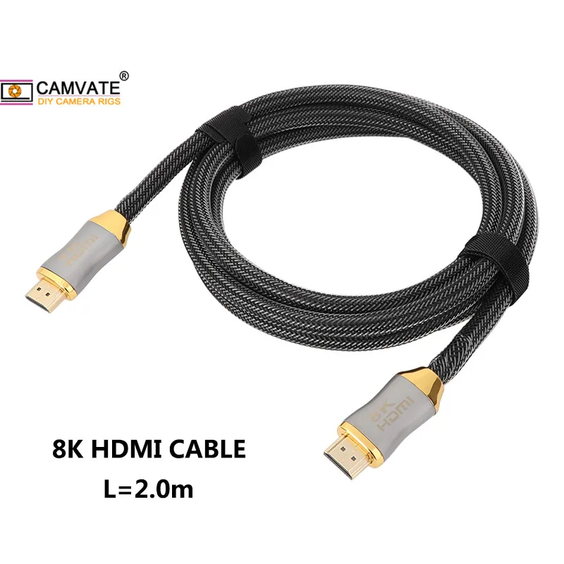 CAMVATE-Cable HDMI 2,1 de alta velocidad, 8K, con conectores dorados y nailon trenzado, hecho para Lapto /Monitor/Xbox One/PS5/8K TV (2m de largo)